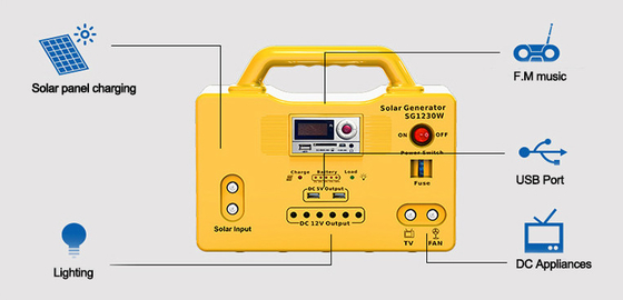 12V / 24V Low Cost Home 1kw DC Solar PV Power Battery System With LED Bulbs