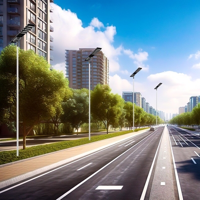 Automated Solar LED Street Light Aluminum Alloy Body 180Lm/W